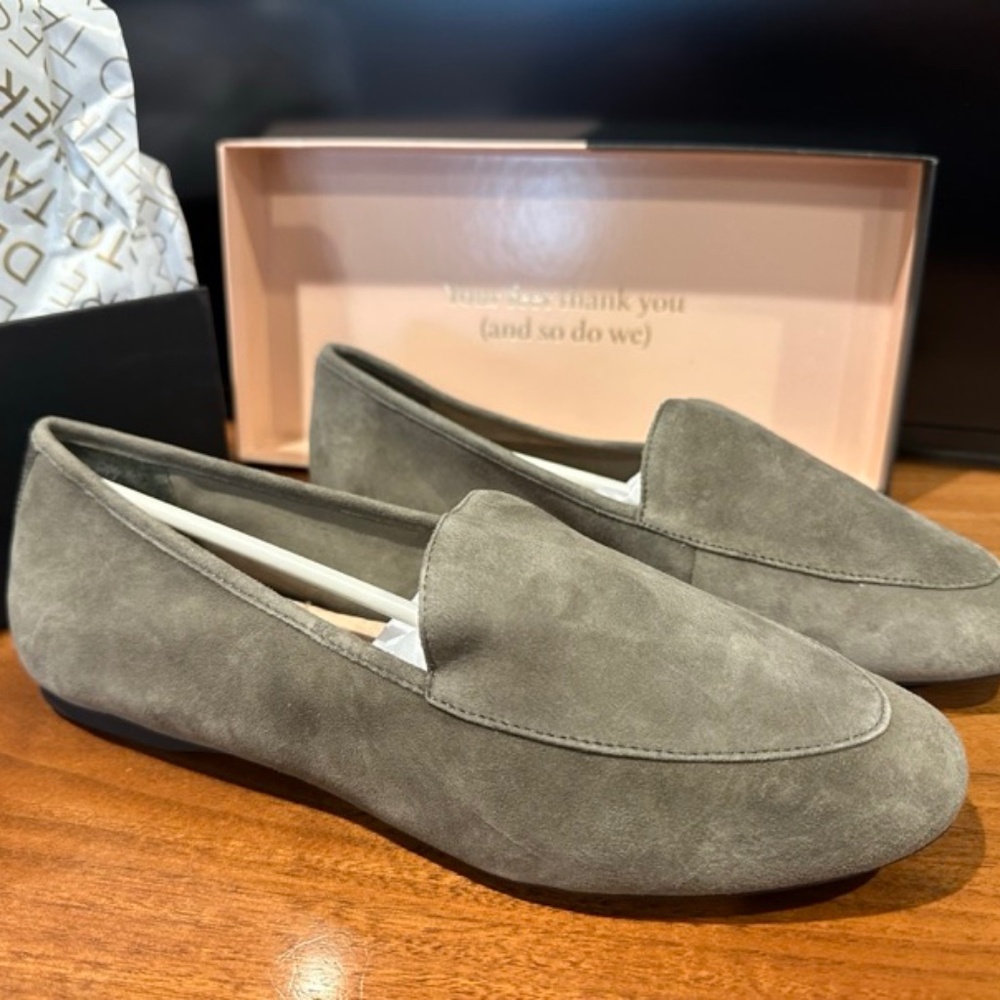 Birdies "The Vesper" Seude Flat Women's Shoes in Sage - Size 8 U.S